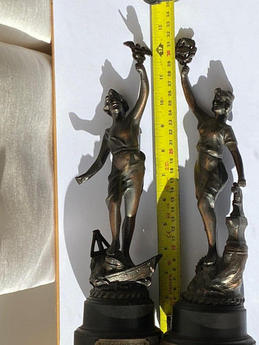 Antique french spelter statues - antique,