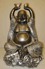 Silver happy buddha inches - buddha,