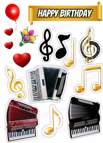 Music accordion cake topper - accordion,