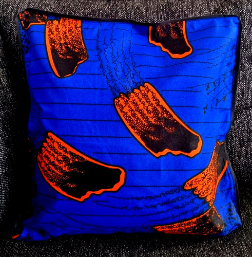 Blue orange african print - orange,