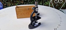 Stein vintage microscope 100x/200x/300x in wooden box.