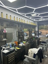 Three Barber Work Stations With Chairs Full Set Up