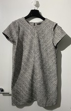 Zara Basic Collection Black & White Leaf Feather Shift Dress Size XL