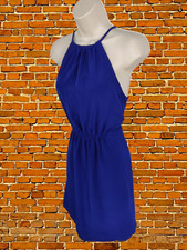 ZARA MEDIUM ELECTRIC BLUE SLEEVELESS HALTERNECK CINCHED WAIST SUMMER MINI DRESS