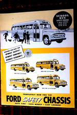 AMERICAN FORD SAFETY CHASSIS SCHOOL BUS: VINTAGE 1953 SALES BROCHURE, EXCELLENT