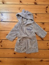 My 1st Years Personalised Grey Fleece dressing gown George size 6- 12months  