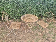 Old vintage lovely iron patio table and 2 chairs