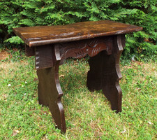 A RARE 17th CENTURY OAK CARVED BOARDED JOINT BENCH STOOL