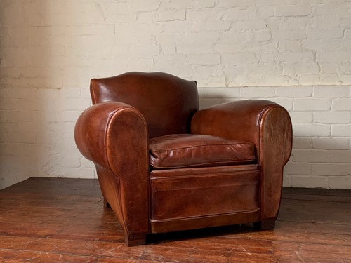 French leather club chair - leather,