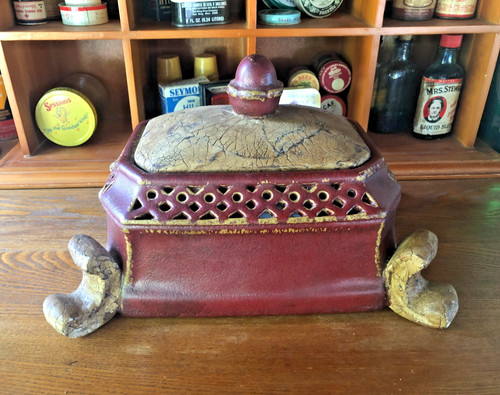 Vtg lidded maroon ceramic - vtg,