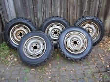 VINTAGE OLD SKOOL STUDDED WINTER/FOREST/GRAVEL TYRES 6. 15 x 13 + rims see pics