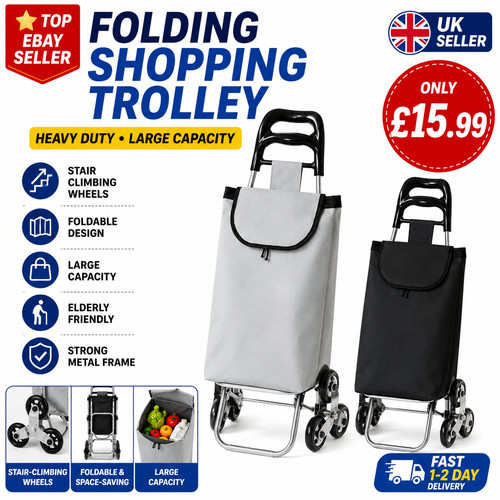 Large folding shopping trolley - shopping,