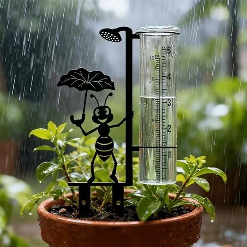 Metal ant rain gauge stake - metal,
