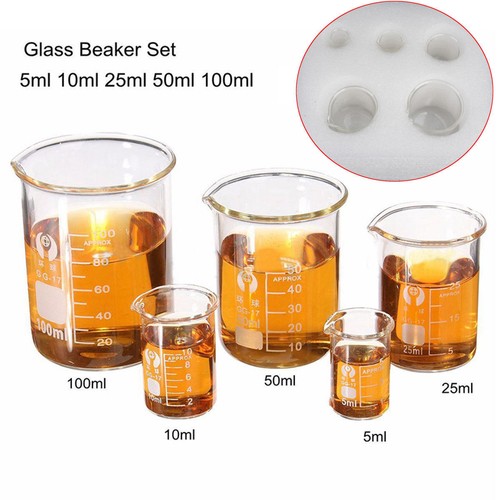 5pcs set clear - glass, beaker