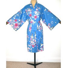 RRP £79 NEW JAPANESE MADE COTTON  KIMONO STYLE DRESSING GOWN ROBE  Flowers Birds