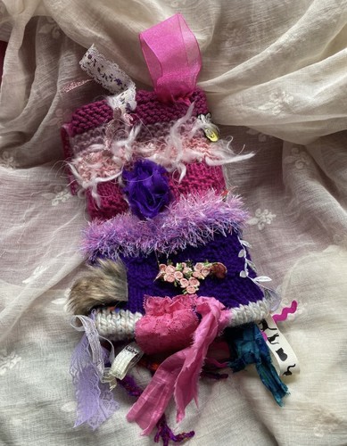 Pink and purple hand knitted - and,