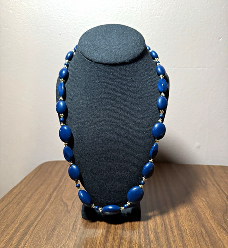 Classic navy bead - necklace,