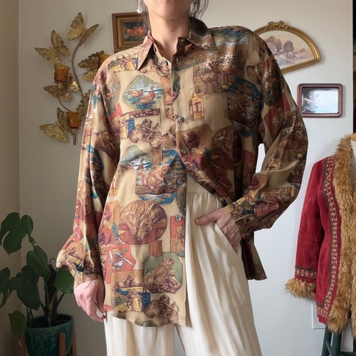 Vintage silk hunting print - vintage,