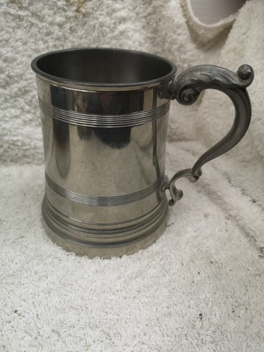 Pewter glass bottomed mug - pewter,