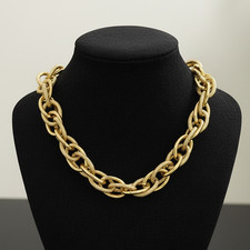 Gold Plated Chunky Thick Double Chain Necklace + Organza Gift Bag
