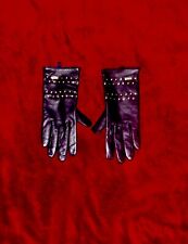 Ladies Long Suzy Smith Dark Purple Real Leather Size Medium / Large Stud Gloves