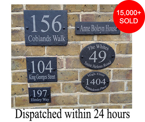 Rustic slate house gate sign - rustic,