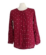 INDI & COLD WOMENS MAROON POLKA DOT LIGHTWEIGHT BLOUSE TOP. SMALL-UK 8.