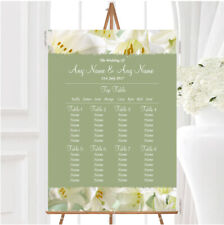 White And Green Calla Lily Personalised Wedding Seating Table Plan