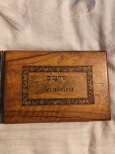 Vintage Jerusalem Dried Flowers & B/W photos Of The Holy Land Wooden Cover Book