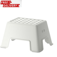 IKEA BOLMEN Step Stool White  Non Slip Plastic Foot Stool for Bathroom & Kitchen