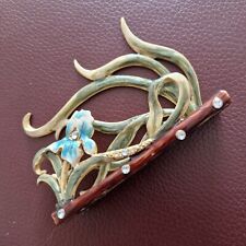 Art Deco Letter Rack Stand Gold With Blue Flower New
