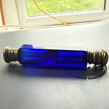Antique Victorian Cobalt Blue Cut Glass Double Ended Scent Perfume Bottle.
