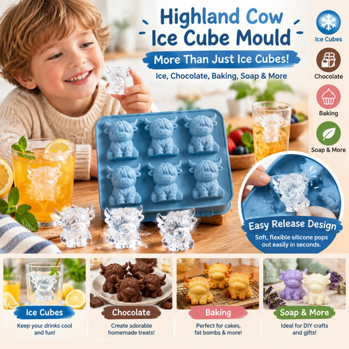 Highland cow ice - highland, cube