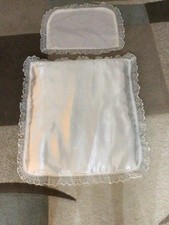 Baby’s  Handmade, Satin Padded Pram Set, with Pillow Case. White