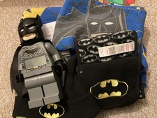 Lego Batman single duvet/pillowcase, hat & scarf 6/10yrs & giant Minifigure