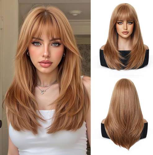 Pink wig long straight - wig,