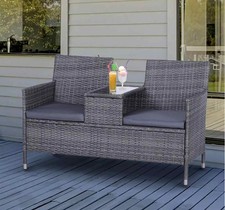 Grey Rattan Companion Bench 2