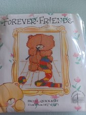 NEW, UNUSED, FOREVER FRIENDS, COUNTED CROSS STITCH KIT 'QUICK KNIT'.