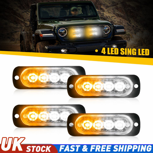 4pcs amber white - white, strobe