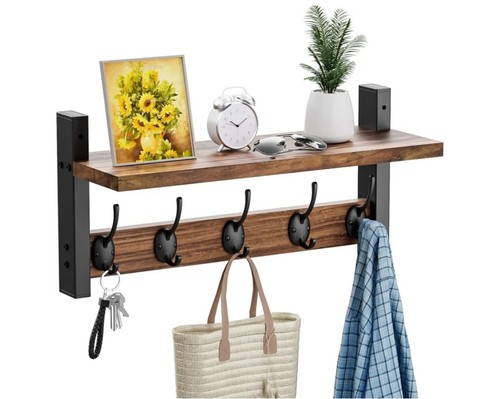 Wooden coat rack - with, shelf