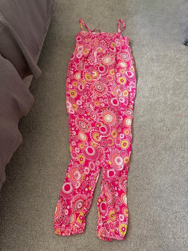Bright pink patterned jumpsuit - pink,