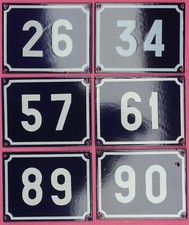Large blue vintage French house numbers enamel on steel 19 to 99 new old stock