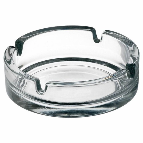 Clear glass ashtray round - clear,