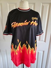 Primark - Cheetos 'Flamin' Hot', black & orange, hockey style T-shirt/top - 2XL