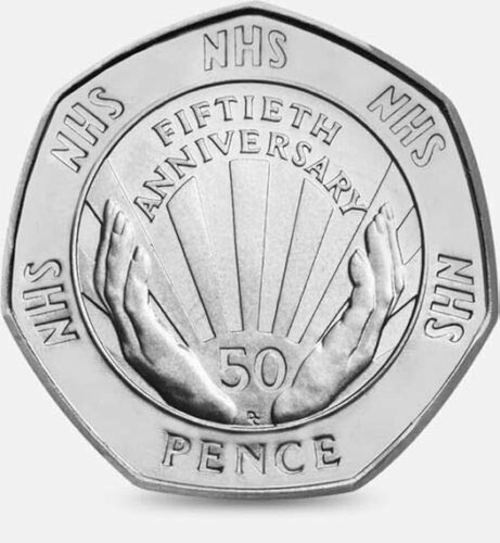 1998 nhs 50p coin fifty - 1998,