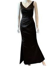 Kelsey Rose Long Black Satin Evening Dress - UK 6