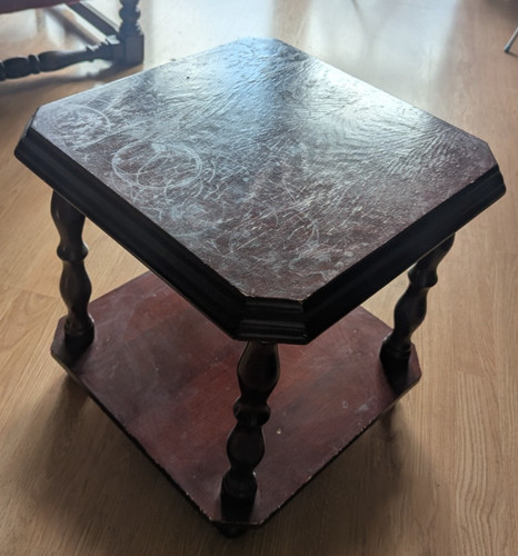 Small brown wooden side table - small,