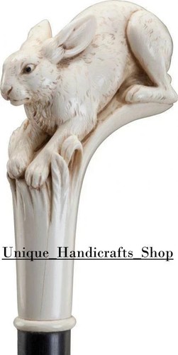 Hand carved hare - handle, wooden