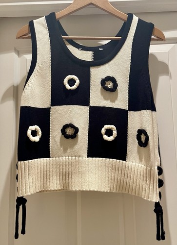 Zara black cream check knit - &,