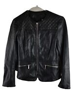 Zara Womans Faux Leather Cropped Zip Up Biker Jacket Size XS Casual Rock